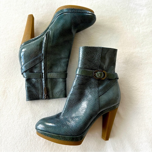 Sergio Rossi Green Blue Ankle Boots Women’s Size 36 High Heel Platform - Picture 1 of 11
